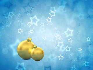 Fototapeta na wymiar Golden christmas baubles on blue background