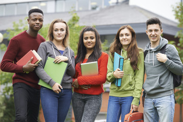 Portrait Of Student Group Outside College Building