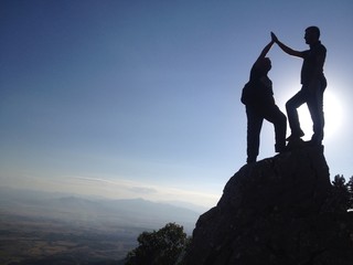 Obraz premium zirvede başarıyı kutlamak