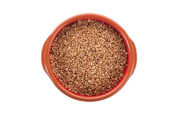 Ceramic bowl with brown buckwheat