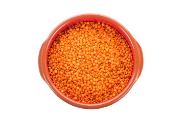 Ceramic bowl with orange lentil