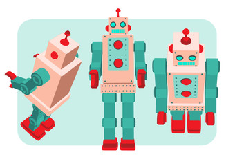 retro robot vector illustration