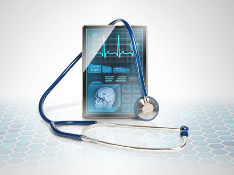Modern medical tablet on futuristic background