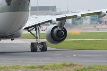 Jet aircraft taxying