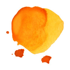 Abstract yellow watercolor background with brush stroke