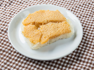sticky rice with steamed custard,  sweet sticky rice, exotic Thailand