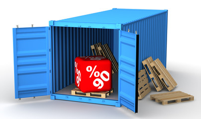 Скидка 90 процентов в открытом грузовом контейнере
