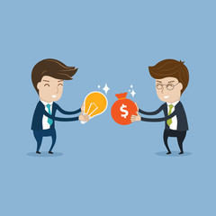 Businessman  trading money and idea