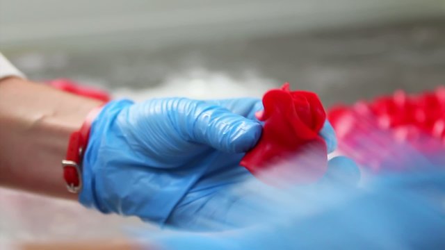 Chef making marzipan flowers