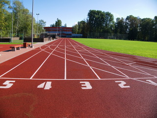 Red racetrack on the stadium