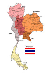 Thailand Region and Province Vector Map