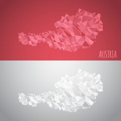 Low Poly Austria Map with National Colors