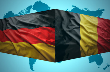 Waving Belgian and German flags
