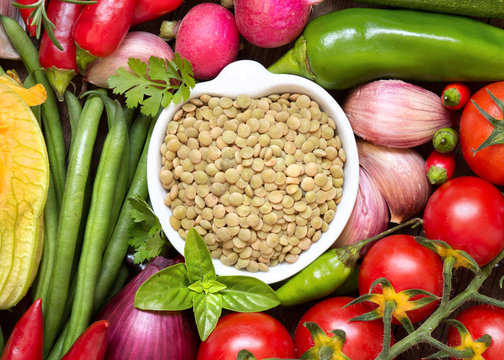 Green lentils and vegetables