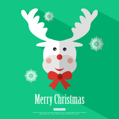Fototapeta premium Merry Christmas background with deer Rudolf and place for text.