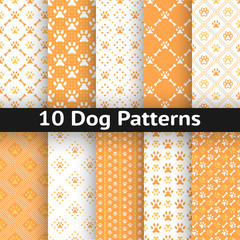Set of dog seamless vector pattern