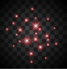 Set of light  red sparkles on a transparent background vector