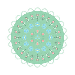 Circle with decorative elements and flowers