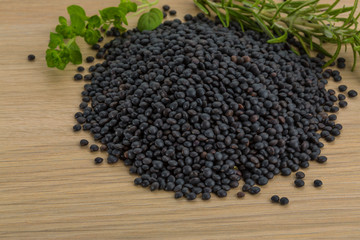 Raw black lentils