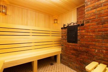 classic wooden sauna inside