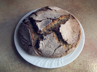 Italian cuisine - homemade black bread with buckwheat flour