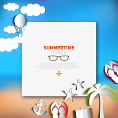 Summertime card or traveling template with beach summer accessor