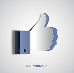 Papercut icon social networks, like us Icons, vector illustratio