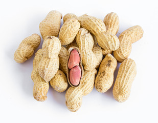 Peanuts  on  white background.
