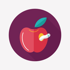 Apple flat icon with long shadow