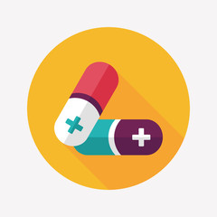 Pills flat icon with long shadow