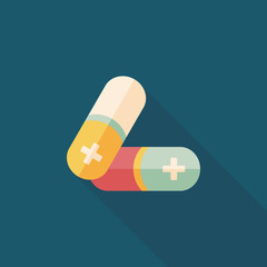 Pills flat icon with long shadow