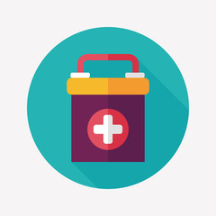 first aid kit flat icon with long shadow