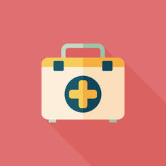 first aid kit flat icon with long shadow