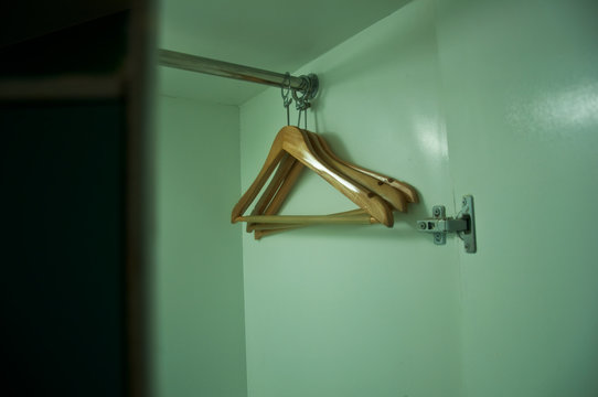 wood hanger in the cabinet