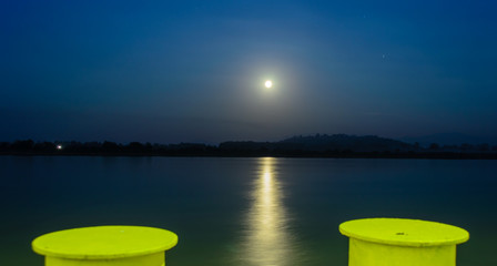 Moon Rise on River Landscape