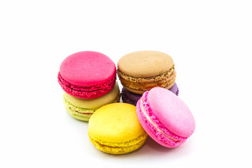 Sweet and colourful french macaroons, Dessert.