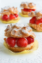 Cream Puffs with strawberries