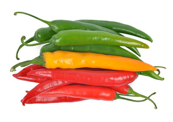hot chilli peppers isolated on white background