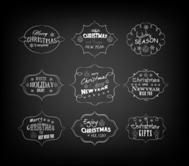 Set Of Vintage Retro christmas and new year Labels