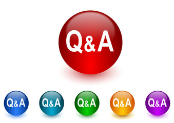 question answer internet icons colorful set
