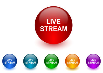 live stream internet icons colorful set
