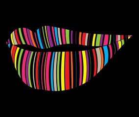colorful bar in lip shape on black