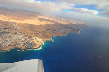 Fuerteventura, Wyspy Kanaryjskie, widok z samolotu
