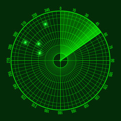 Green Radar Screen. Vector - obrazy, fototapety, plakaty