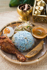 Traditional Malaysian food. Nasi kerabu is a type of nasi ulam,