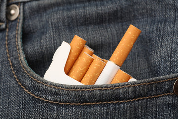 Cigarettes in pocket of jeans