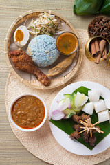 Traditional Malaysian food. Nasi kerabu is a type of nasi ulam,
