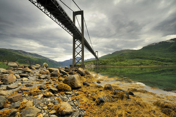 Norwegia , most, krajobraz wiejski