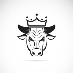 Vector image of a bull head wearing a crown