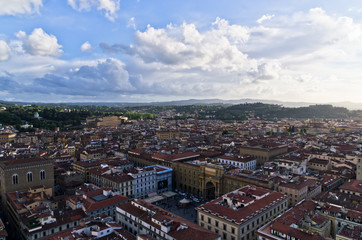 Naklejka premium Wide bird eye view at city of Florence, Tuscany